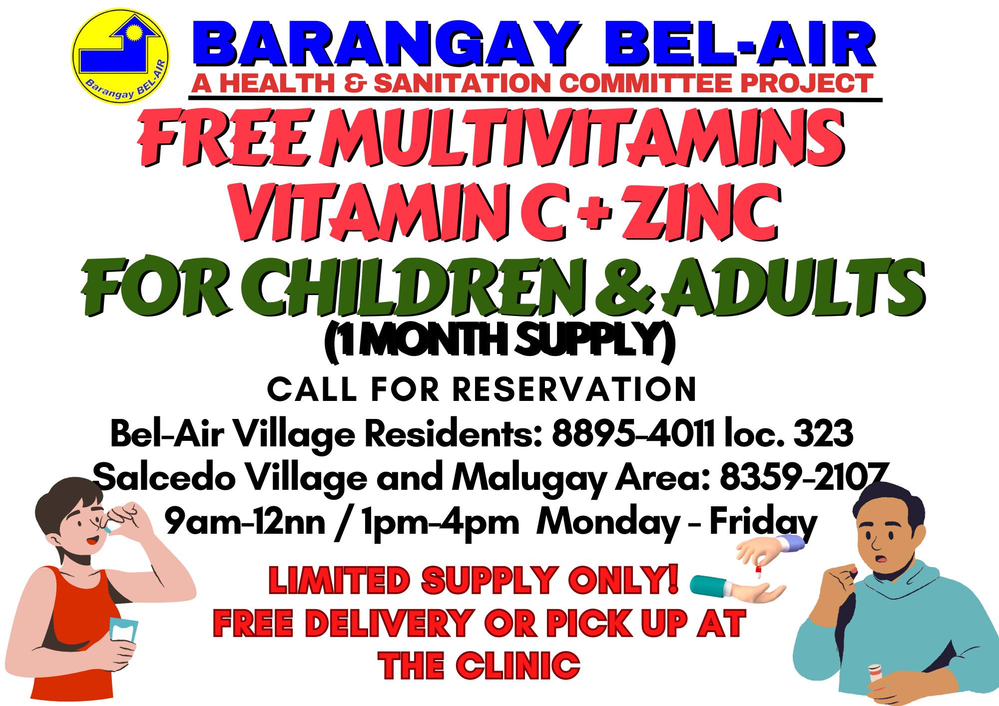 Free Multivitamins, Vitamin C + Zinc!