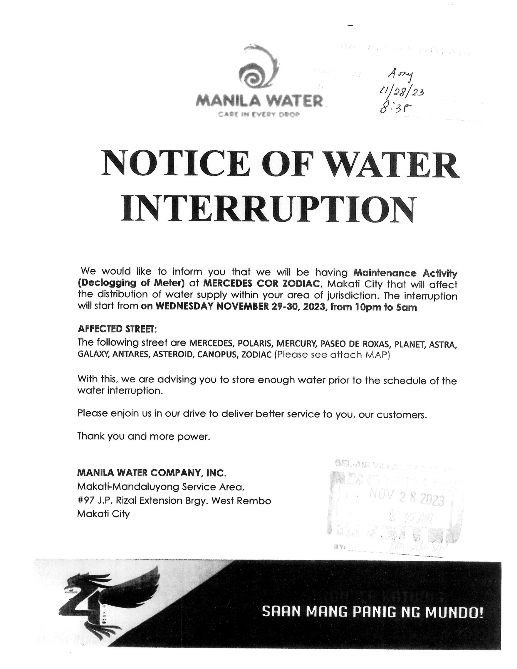 Notice of Water Interruption