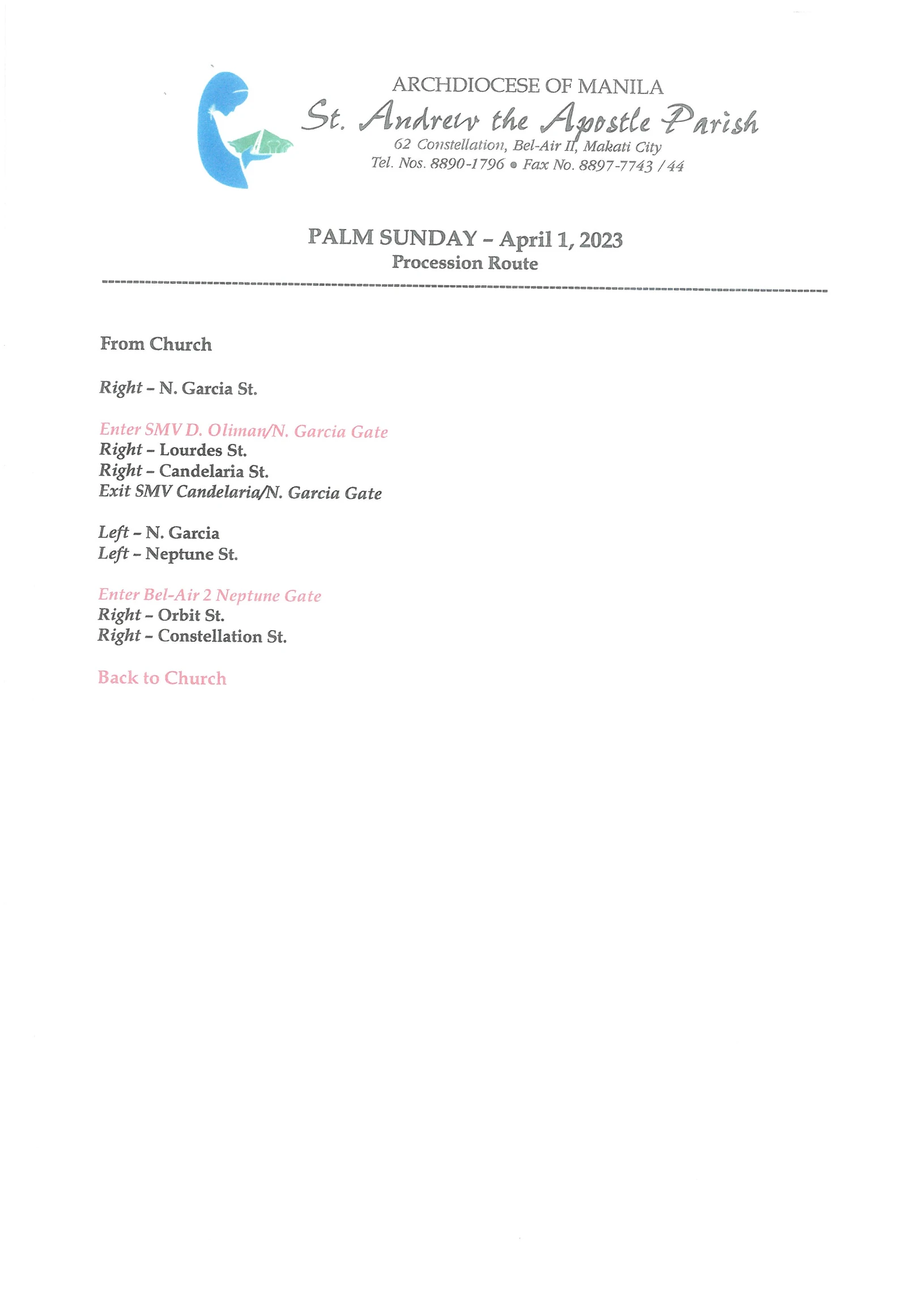 St. Andrew the Apostle Parish Holy Week Activities 1